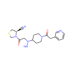 N#C[C@@H]1CSCN1C(=O)CN(N)C1CCN(C(=O)Cc2cccnc2)CC1 ZINC000048998439