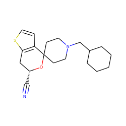 N#C[C@@H]1Cc2sccc2C2(CCN(CC3CCCCC3)CC2)O1 ZINC000084713143