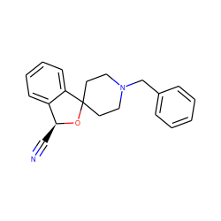 N#C[C@@H]1OC2(CCN(Cc3ccccc3)CC2)c2ccccc21 ZINC000013491909