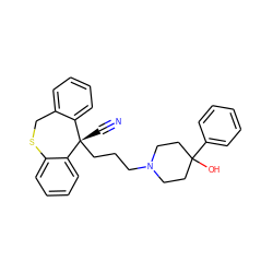 N#C[C@]1(CCCN2CCC(O)(c3ccccc3)CC2)c2ccccc2CSc2ccccc21 ZINC000013801980