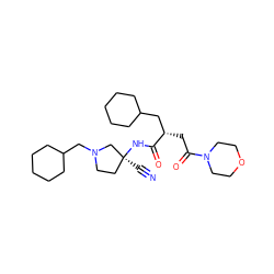 N#C[C@]1(NC(=O)[C@@H](CC(=O)N2CCOCC2)CC2CCCCC2)CCN(CC2CCCCC2)C1 ZINC000028817770