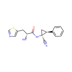 N#C[C@]1(NC(=O)[C@H](N)Cc2cncs2)C[C@H]1c1ccccc1 ZINC000040980168