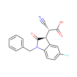 N#C[C@H](C(=O)O)[C@@H]1C(=O)N(Cc2ccccc2)c2ccc(F)cc21 ZINC000013494125