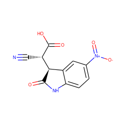 N#C[C@H](C(=O)O)[C@@H]1C(=O)Nc2ccc([N+](=O)[O-])cc21 ZINC000013494085