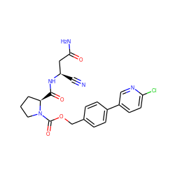 N#C[C@H](CC(N)=O)NC(=O)[C@@H]1CCCN1C(=O)OCc1ccc(-c2ccc(Cl)nc2)cc1 ZINC000169338873