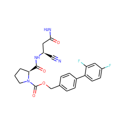 N#C[C@H](CC(N)=O)NC(=O)[C@@H]1CCCN1C(=O)OCc1ccc(-c2ccc(F)cc2F)cc1 ZINC000169338843