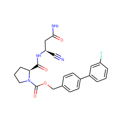 N#C[C@H](CC(N)=O)NC(=O)[C@@H]1CCCN1C(=O)OCc1ccc(-c2cccc(F)c2)cc1 ZINC000169338836