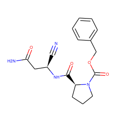 N#C[C@H](CC(N)=O)NC(=O)[C@@H]1CCCN1C(=O)OCc1ccccc1 ZINC000169338875