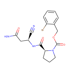 N#C[C@H](CC(N)=O)NC(=O)[C@@H]1CCCN1C(=O)OCc1ccccc1Br ZINC000169348300