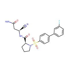 N#C[C@H](CC(N)=O)NC(=O)[C@@H]1CCCN1S(=O)(=O)c1ccc(-c2cccc(F)c2)cc1 ZINC000653810858