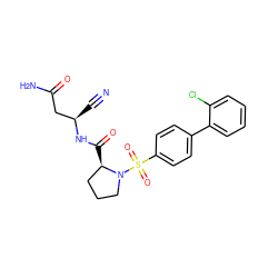 N#C[C@H](CC(N)=O)NC(=O)[C@@H]1CCCN1S(=O)(=O)c1ccc(-c2ccccc2Cl)cc1 ZINC000653810937