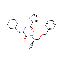 N#C[C@H](COCc1ccccc1)NC(=O)[C@H](CC1CCCCC1)NC(=O)c1ccco1 ZINC000013492544