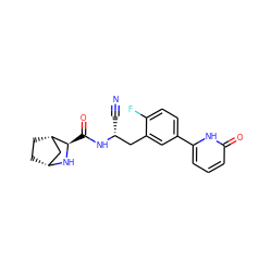 N#C[C@H](Cc1cc(-c2cccc(=O)[nH]2)ccc1F)NC(=O)[C@H]1N[C@@H]2CC[C@H]1C2 ZINC000219292570