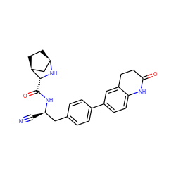 N#C[C@H](Cc1ccc(-c2ccc3c(c2)CCC(=O)N3)cc1)NC(=O)[C@H]1N[C@@H]2CC[C@H]1C2 ZINC000221930720