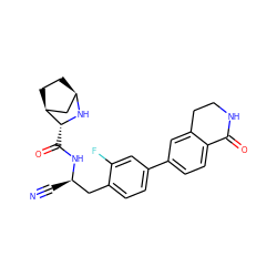 N#C[C@H](Cc1ccc(-c2ccc3c(c2)CCNC3=O)cc1F)NC(=O)[C@H]1N[C@@H]2CC[C@H]1C2 ZINC000219314376