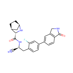 N#C[C@H](Cc1ccc(-c2ccc3c(c2)CNC3=O)cc1F)NC(=O)[C@H]1N[C@@H]2CC[C@H]1C2 ZINC000219317196