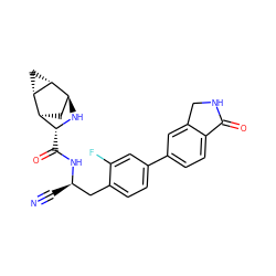 N#C[C@H](Cc1ccc(-c2ccc3c(c2)CNC3=O)cc1F)NC(=O)[C@H]1N[C@H]2C[C@@H]1[C@@H]1C[C@H]21 ZINC000219314291