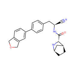 N#C[C@H](Cc1ccc(-c2ccc3c(c2)COC3)cc1)NC(=O)[C@H]1N[C@@H]2CC[C@H]1C2 ZINC000221947674