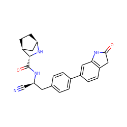 N#C[C@H](Cc1ccc(-c2ccc3c(c2)NC(=O)C3)cc1)NC(=O)[C@H]1N[C@@H]2CC[C@H]1C2 ZINC000261087751