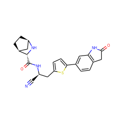 N#C[C@H](Cc1ccc(-c2ccc3c(c2)NC(=O)C3)s1)NC(=O)[C@H]1N[C@@H]2CC[C@H]1C2 ZINC000169708974