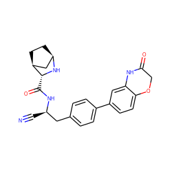 N#C[C@H](Cc1ccc(-c2ccc3c(c2)NC(=O)CO3)cc1)NC(=O)[C@H]1N[C@@H]2CC[C@H]1C2 ZINC000221947755