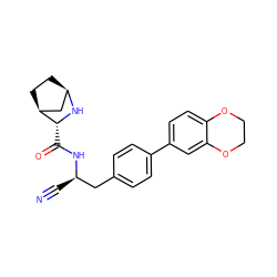 N#C[C@H](Cc1ccc(-c2ccc3c(c2)OCCO3)cc1)NC(=O)[C@H]1N[C@@H]2CC[C@H]1C2 ZINC000221941432