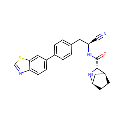 N#C[C@H](Cc1ccc(-c2ccc3ncsc3c2)cc1)NC(=O)[C@H]1N[C@@H]2CC[C@H]1C2 ZINC000149444491