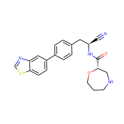 N#C[C@H](Cc1ccc(-c2ccc3scnc3c2)cc1)NC(=O)[C@@H]1CNCCCO1 ZINC001772596165