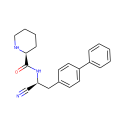 N#C[C@H](Cc1ccc(-c2ccccc2)cc1)NC(=O)[C@@H]1CCCCN1 ZINC000088286118