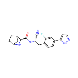 N#C[C@H](Cc1ccc(-c2ccn[nH]2)cc1F)NC(=O)[C@H]1N[C@@H]2CC[C@H]1C2 ZINC000219318680