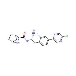 N#C[C@H](Cc1ccc(-c2cnc(Cl)cn2)cc1F)NC(=O)[C@H]1N[C@@H]2CC[C@H]1C2 ZINC000219323509