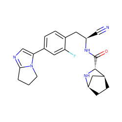 N#C[C@H](Cc1ccc(-c2cnc3n2CCC3)cc1F)NC(=O)[C@H]1N[C@@H]2CC[C@H]1C2 ZINC000219311323