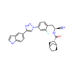 N#C[C@H](Cc1ccc(-n2cc(-c3ccc4[nH]ccc4c3)nn2)cc1F)NC(=O)[C@H]1C[C@@H]2CC[C@H]1C2 ZINC000220465802