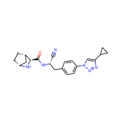 N#C[C@H](Cc1ccc(-n2cc(C3CC3)nn2)cc1)NC(=O)[C@H]1N[C@@H]2CC[C@H]1C2 ZINC000221947057