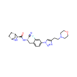 N#C[C@H](Cc1ccc(-n2cc(CCN3CCOCC3)nn2)cc1F)NC(=O)[C@H]1N[C@@H]2CC[C@H]1C2 ZINC000261140352