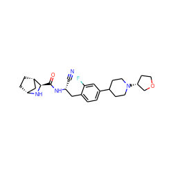 N#C[C@H](Cc1ccc(C2CCN([C@@H]3CCOC3)CC2)cc1F)NC(=O)[C@H]1N[C@@H]2CC[C@H]1C2 ZINC000219312644