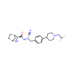 N#C[C@H](Cc1ccc(C2CCN(CC(F)F)CC2)cc1)NC(=O)[C@H]1N[C@@H]2CC[C@H]1C2 ZINC000221932231