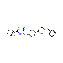 N#C[C@H](Cc1ccc(C2CCN(Cc3ccccc3)CC2)cc1F)NC(=O)[C@H]1N[C@@H]2CC[C@H]1C2 ZINC000220832933