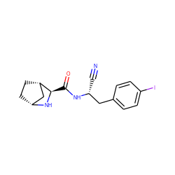 N#C[C@H](Cc1ccc(I)cc1)NC(=O)[C@H]1N[C@@H]2CC[C@H]1C2 ZINC000221930389