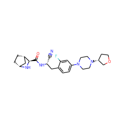 N#C[C@H](Cc1ccc(N2CCN([C@@H]3CCOC3)CC2)cc1F)NC(=O)[C@H]1N[C@@H]2CC[C@H]1C2 ZINC000219312392