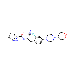 N#C[C@H](Cc1ccc(N2CCN(C3CCOCC3)CC2)cc1F)NC(=O)[C@H]1N[C@@H]2CC[C@H]1C2 ZINC000219324230