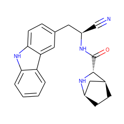 N#C[C@H](Cc1ccc2[nH]c3ccccc3c2c1)NC(=O)[C@H]1N[C@@H]2CC[C@H]1C2 ZINC000219307983