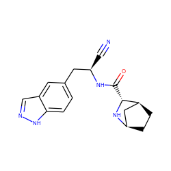 N#C[C@H](Cc1ccc2[nH]ncc2c1)NC(=O)[C@H]1N[C@@H]2CC[C@H]1C2 ZINC000226123403