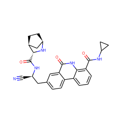 N#C[C@H](Cc1ccc2c(c1)c(=O)[nH]c1c(C(=O)NC3CC3)cccc12)NC(=O)[C@H]1N[C@@H]2CC[C@H]1C2 ZINC000219315453