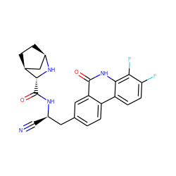 N#C[C@H](Cc1ccc2c(c1)c(=O)[nH]c1c(F)c(F)ccc12)NC(=O)[C@H]1N[C@@H]2CC[C@H]1C2 ZINC000219321434