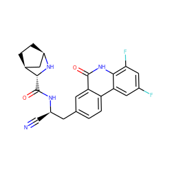 N#C[C@H](Cc1ccc2c(c1)c(=O)[nH]c1c(F)cc(F)cc12)NC(=O)[C@H]1N[C@@H]2CC[C@H]1C2 ZINC000219323907