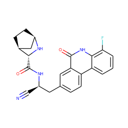 N#C[C@H](Cc1ccc2c(c1)c(=O)[nH]c1c(F)cccc12)NC(=O)[C@H]1N[C@@H]2CC[C@H]1C2 ZINC000219325196