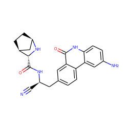 N#C[C@H](Cc1ccc2c(c1)c(=O)[nH]c1ccc(N)cc12)NC(=O)[C@H]1N[C@@H]2CC[C@H]1C2 ZINC000219325394