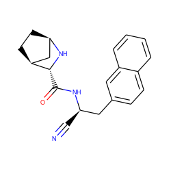 N#C[C@H](Cc1ccc2ccccc2c1)NC(=O)[C@H]1N[C@@H]2CC[C@H]1C2 ZINC000219311099