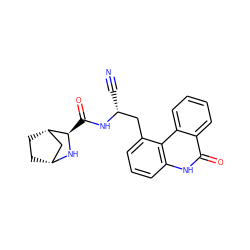 N#C[C@H](Cc1cccc2[nH]c(=O)c3ccccc3c12)NC(=O)[C@H]1N[C@@H]2CC[C@H]1C2 ZINC000226085564